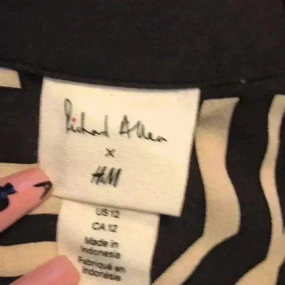 H&M x Richard Allen black and cream long sleeve tunic  dress 12 - Picture 5 of 7